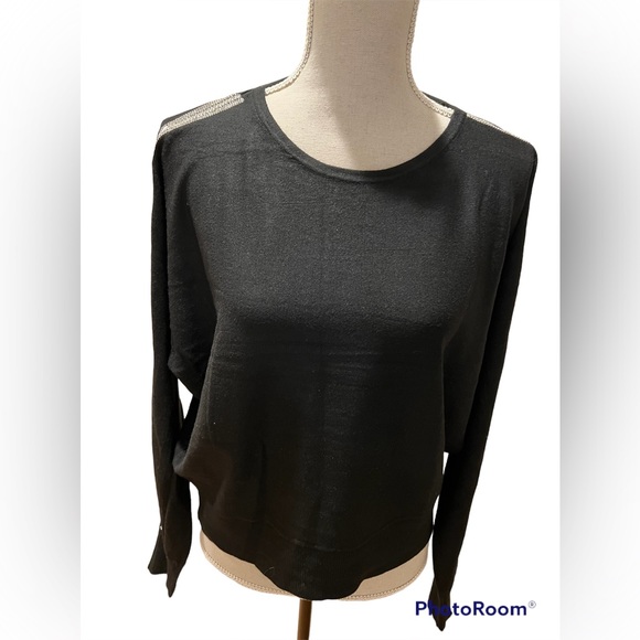 Carmen Marc Valvo Sweaters - Carmen Black Silver Sweater embellished with Rhinestones Large